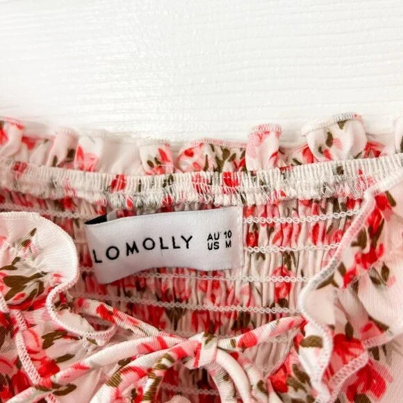 NWOT Hello Molly Get Right To It Dress Coral Floral Dainty Mini Size Medium - Picture 7 of 10